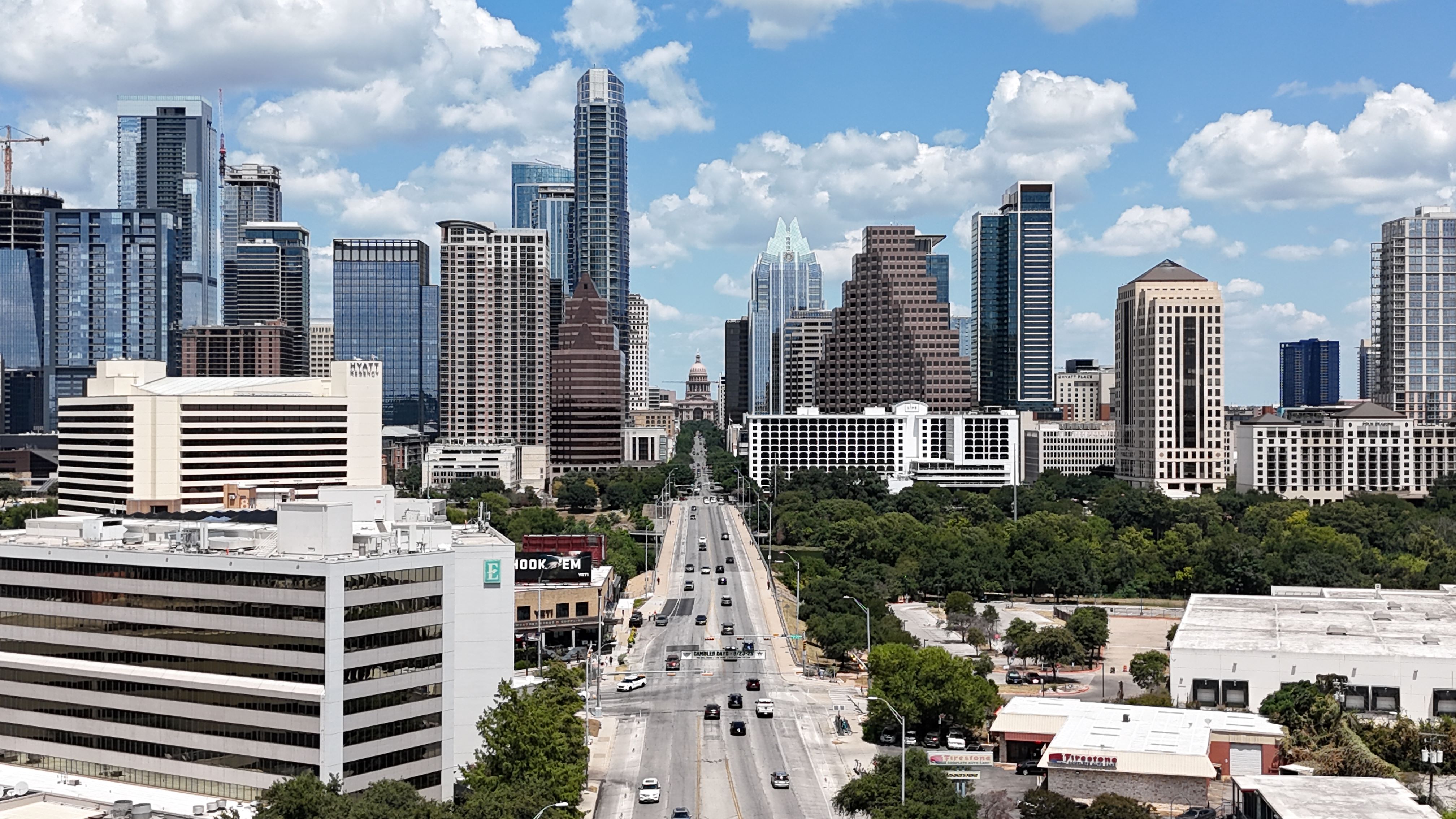 Drone view of downtown Austin, Texas
